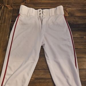 Easton Men's Baseball Pants, White with Red Piping on Size, Size S
